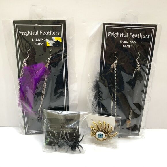 Spider Earrings Eye Ring Rhinestone 4 Halloween Costume Jewelry Gothic Steampunk - Picture 2 of 10